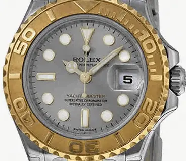 Rolex Yacht Master Grey Dial 18kt Yellow Gold 29 MM Ladies Watch