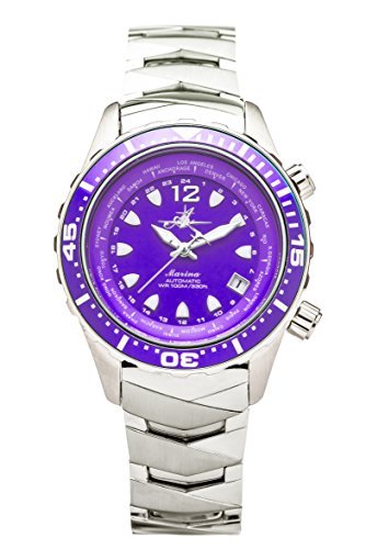 The Abingdon Co Marina Dive Watch in Pacific Purple with Wetsuit Band Expander