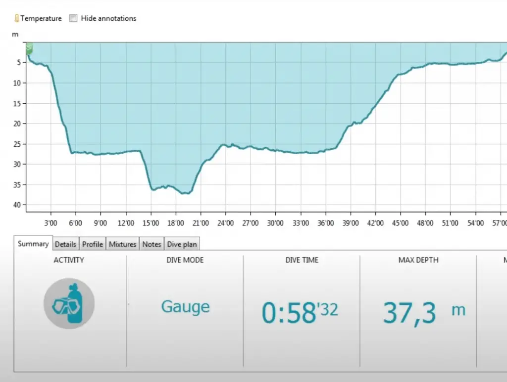 DM5 Software to analyze dive data