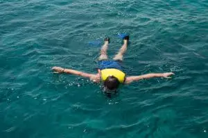A snorkeling vest makes floating easier