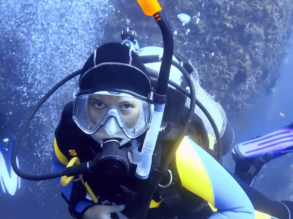 Scuba Diver with Regulator underwater