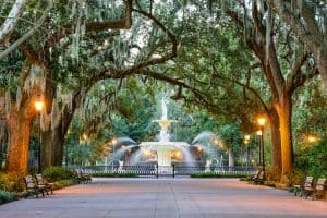 Enjoy sightseeing in Savanna - Forsyth Park - when you're not diving!